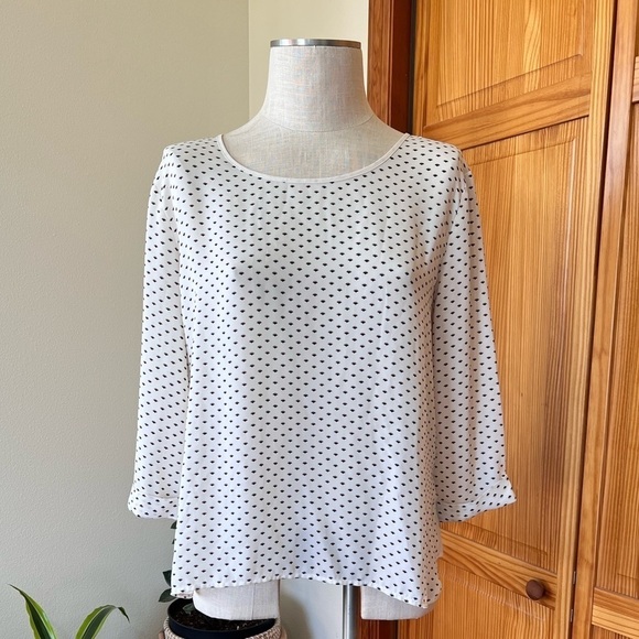 Monk & Lou Small Off White High Low Blouse Office Professional Cuffed Sleeves - Picture 3 of 9